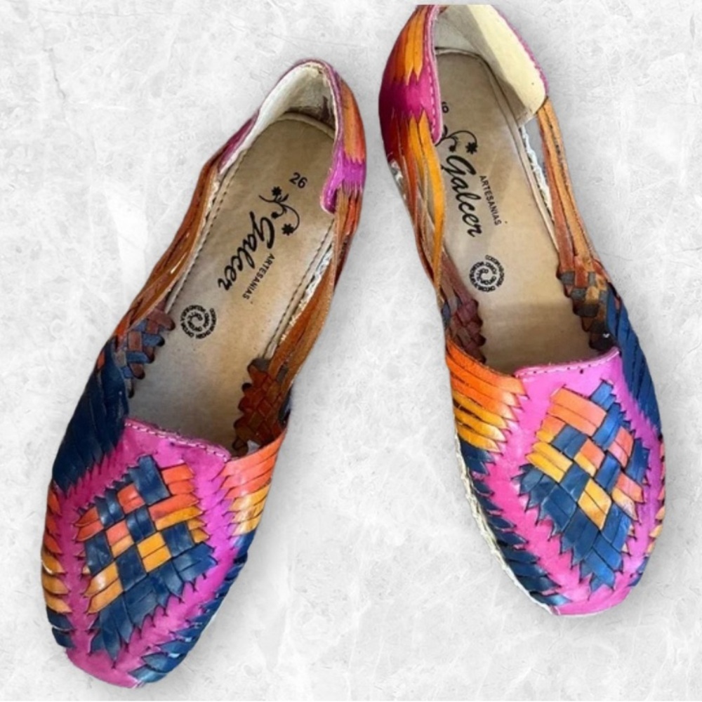 Artisanal Pink Multi Huarache Sandals